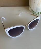 Retro Cateye White & Gold Sunglasses