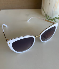 Retro Cateye White & Gold Sunglasses
