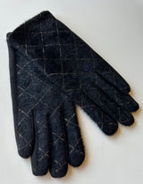 Black w/Gold Checker Pattern Smart Touch Gloves