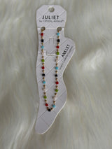 Juliet Colorful Bead & Gold Ball Chain Adjustable Anklet