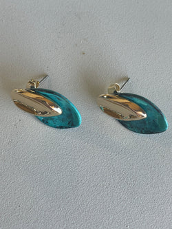 Patina & Gold Leaf Shape Post Earrings