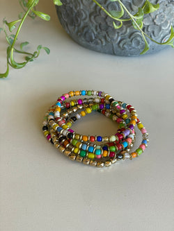 Bali Colorful Beaded Set of 7 Stretch Bracelets