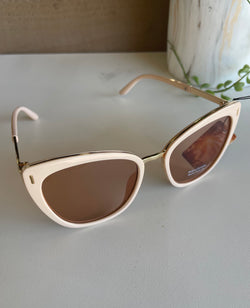 Retro Cateye Nude & Gold Sunglasses