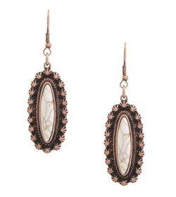 Antique Gold & Cream Oval Stone Fishhook Earrings
