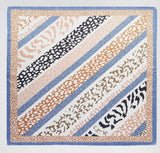 Blue, Tan & Cream Animal Print Silk Square Scarf