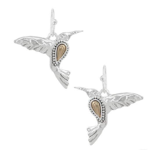 Silver Hummingbird Fishhook Earrings