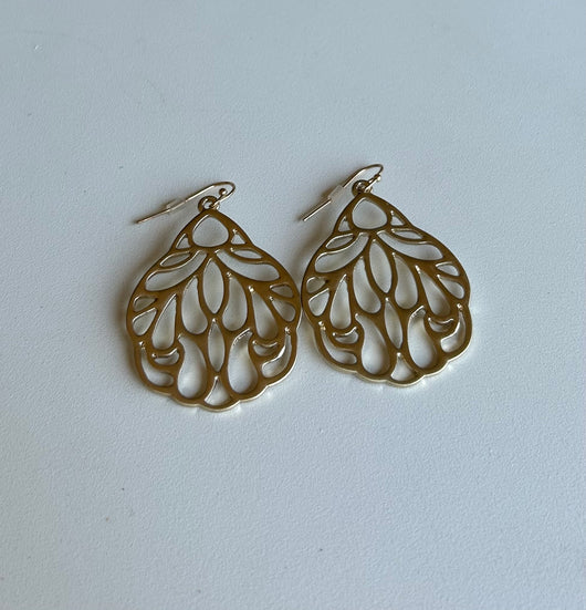 Gold Filagree Fishhook Earrings