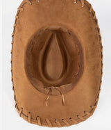 Brown Braided Brim Faux Suede Cowgirl Hat w/Adjustable Fit