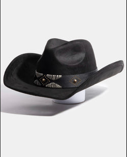 Shania Black & Gold Studded Cowgirl Hat w/Adjustable Fit