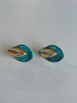 Patina & Gold Leaf Shape Post Earrings