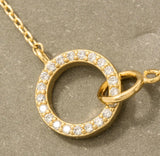 Double Ring Linked CZ Gold Chain Necklace
