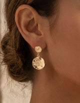 Gold Hammered Coin Post Earrings