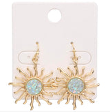 Gold & Aurora Borealis Stone Sunburst Earrings