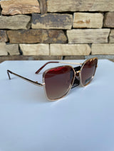 Giselle Gold Metal & Brown Frame Sunglasses