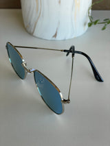 Cool Breeze Silver & Black Lightweight Frame Sunglasses with Blue Lenses