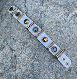 White Faux Leather With Gold Details Snap Closure Bracelet