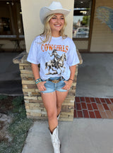 Cowgirls Wildest Angels Off-White Boxy Graphic Tee
