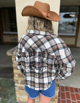 American Cowboy Brown, Blue & Cream Flannel Top