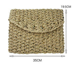 Gold Natural Straw Woven Envelope Clutch/Purse