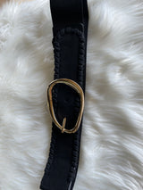 Alexa Koi Black Suede & Cinch Belt w/Abstract Gold Buckle