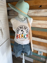 Take Me To The Beach White Graphic Tank Top