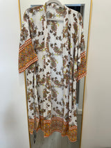 Luxe Yellow & Orange Paisley Print Long OS Kimono Top