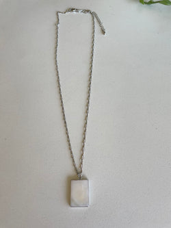 Silver Chain Necklace w/Mother of Pearl Rectangle Stone