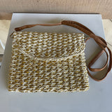 Gold Natural Straw Woven Envelope Clutch/Purse