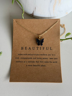 Beautiful Butterfly Black & Gold Necklace
