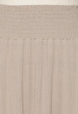 Sand Textured Midi Skirt w/Smocked Waistband & Pockets