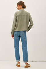 Lightweight Spruce Snap Up Utility Jacket w/Pockets