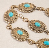 Vintage Gold & Turquoise Stone Concho Chain Belt