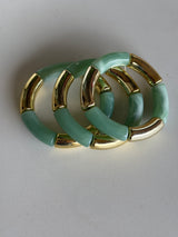 Gold & Marble Teal Resin Set of 3 Stretch Bracelets