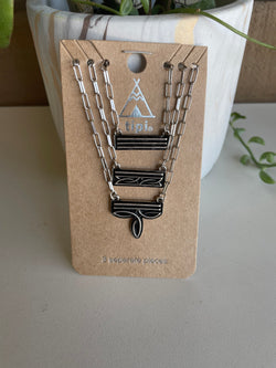 Western Stitch 3 Separate Layer Silver Chain Link Necklaces