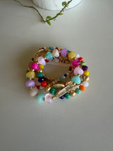 Pebble Beach Multi Color & Gold Stretch Set of 5 Beaded Bracelets