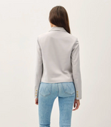 Pewter Single Button Crop Classic Blazer