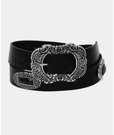 Black & Vintage Silver Design w/Rhinestones Belt