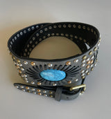 Gypsy Soul Charcoal w/Turquoise Stone Tapered Belt