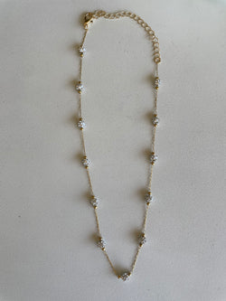 Gold Chain & Rhinestone Ball Necklace