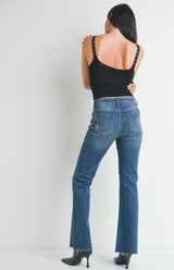 Dark Denim Flare Jeans w/Raw Hem & Stretch by Just Black Denim Made in USA