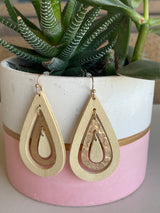 Ivory & Gold Layered Teardrop Earrings
