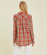 Rust Plaid Soft Flannel W/Front Open Pocket