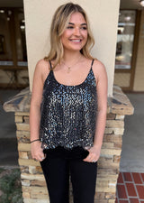 Sparkly Black Sequins Cami Tank Top