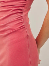 Peony Pink Ruched Strapless Midi Dress