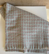 Mint & Pink Houndstooth Soft Rectangle Scarf w/Frayed Edge