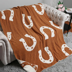 Horseshoes Brown & Cream Super Soft Throw Blanket