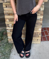 Black Wide Leg Mid Rise Jeans by Just USA