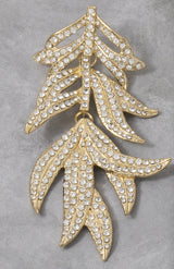Glamorous Gold Dipped & Rhinestone Leaf Dangle Earrings