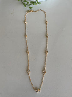 Gold Chain & Diamond Shape CZ Necklace