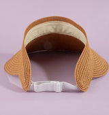 Tan Straw Visor Sunhat w/Adjustable Fit